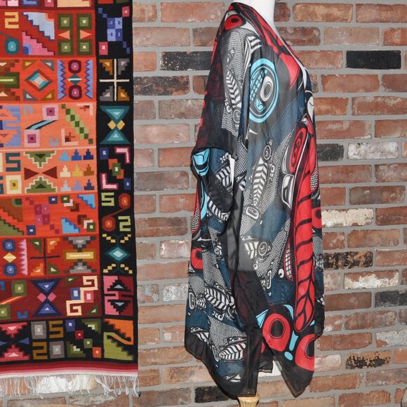 Native Northwest Sheer Wrap Salmon Motif Artist Kwiaahwah Jones - Picture 5 of 10